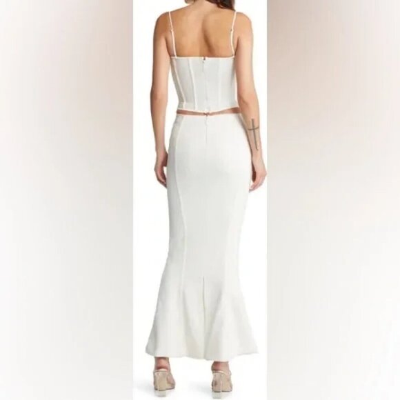 NWT HOUSE OF CB Paloma Ivory Corset Sleeveless Mermaid Gown XS MSRP $285 - Picture 3 of 13
